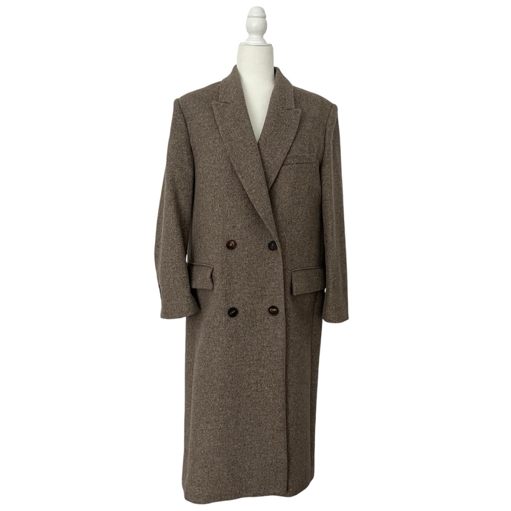 Mango Double-Breasted Wool Coat Size M
